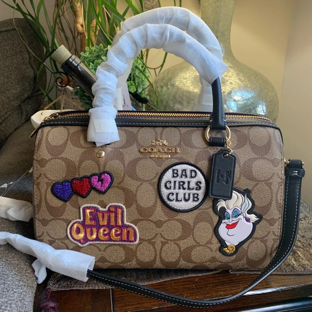 Authentic COACH Signature canvas/Smooth leather DisneyX  top zip Satchel/Crosby - Picture 2 of 16